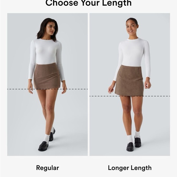 Halara High Waisted 2-in-1 A Line Mini Corduroy ACORN Medium Casual Skirt - Picture 3 of 11